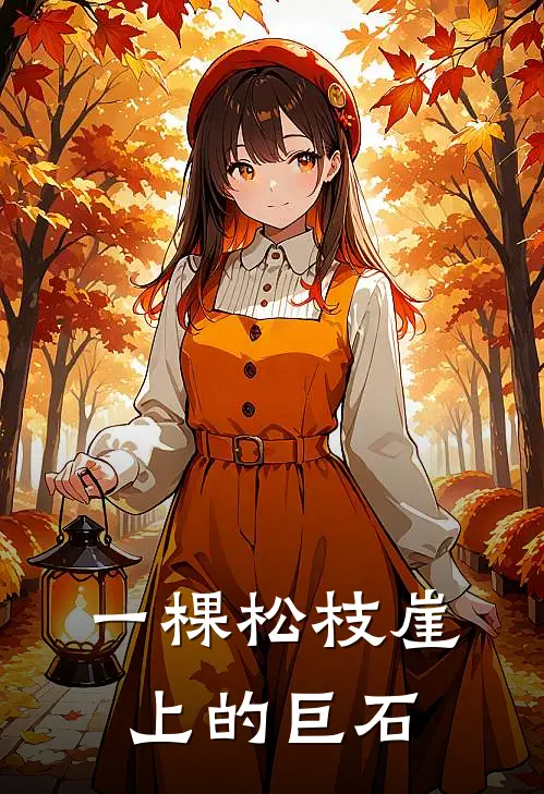 一棵松枝崖上的巨石